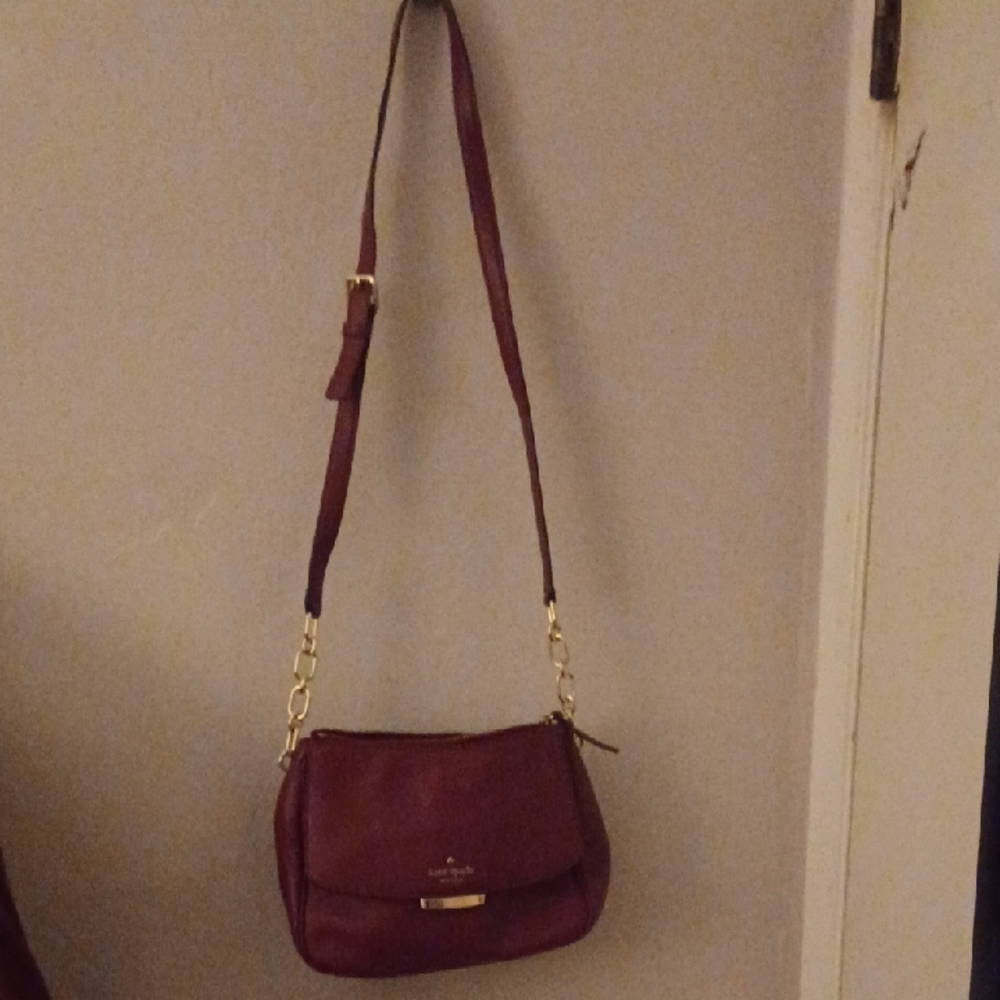 Kate Spade Red Crossbody Bag with Gold Hardware and Adjustable Strap